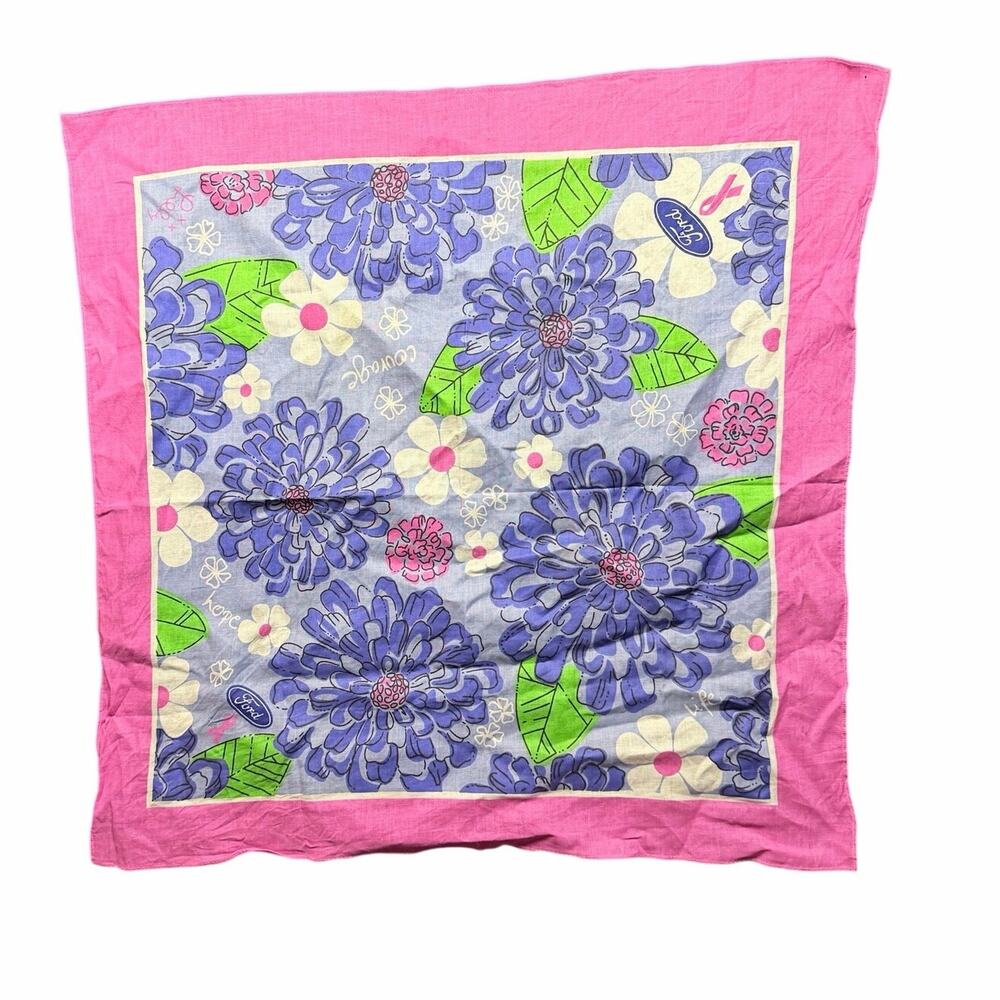 Lilly Pulitzer Ford Motors collab pink paisley square scarf handkerchief 21X21”